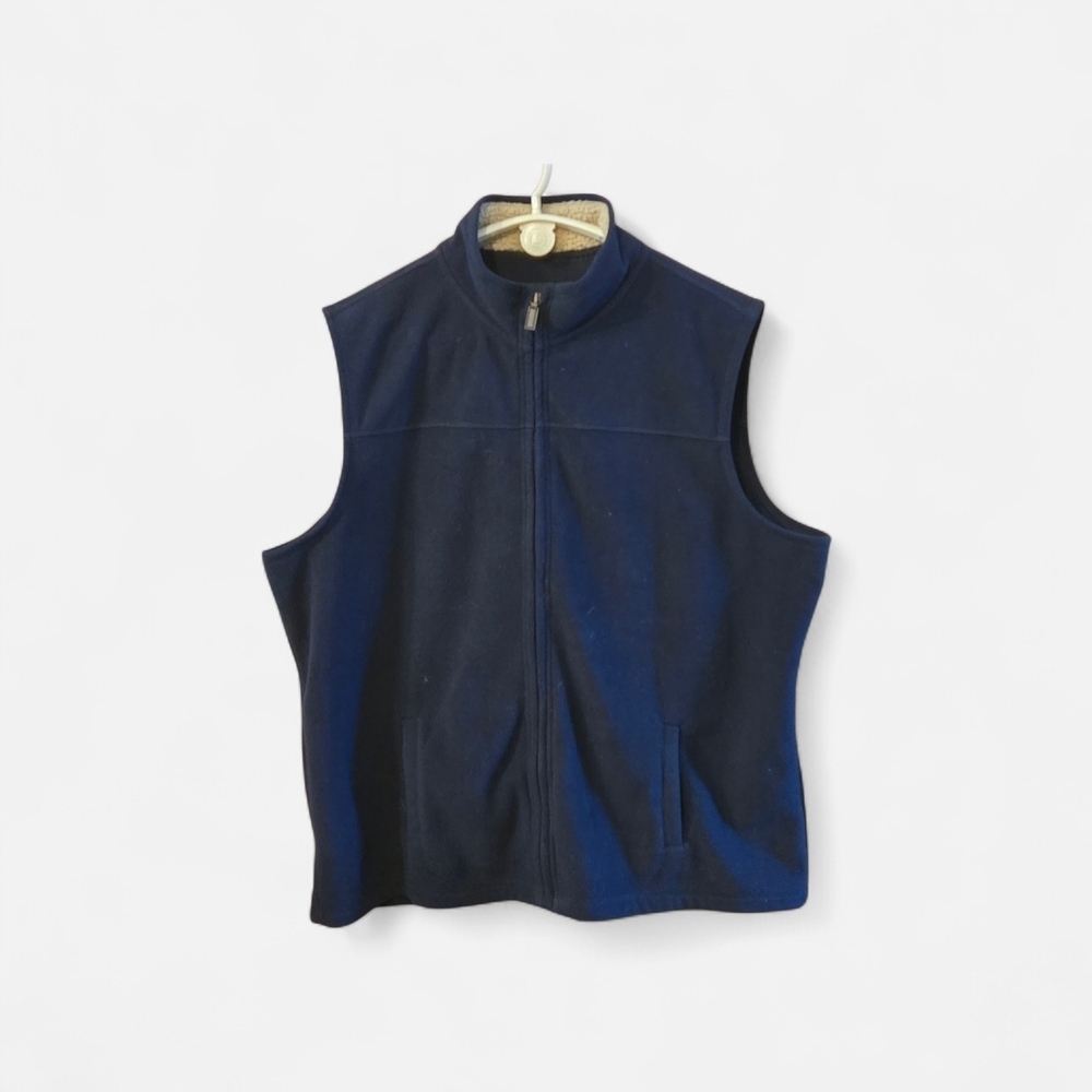 Outdoor Life Midnight Blue Men's XXL Fleece Vest Minimal Retro Full Zip